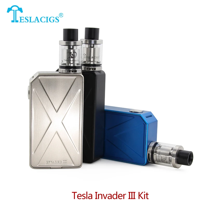 

Original Tesla Invader III Starter Kit 240W Invader 3 Box Mod with 2ML Carrate 22 RTA Vape Tank Electronic Cigarette Kit
