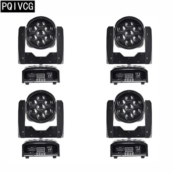 

4pcs/ 7x12w zoom beam lights dmx 16ch zoom moving head light 95w disco lights