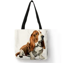 Индивидуальные терьер собака искусство Эко многоразовые хозяйственные сумки льняные ручные сумки для женщин путешествия пляжные сумки