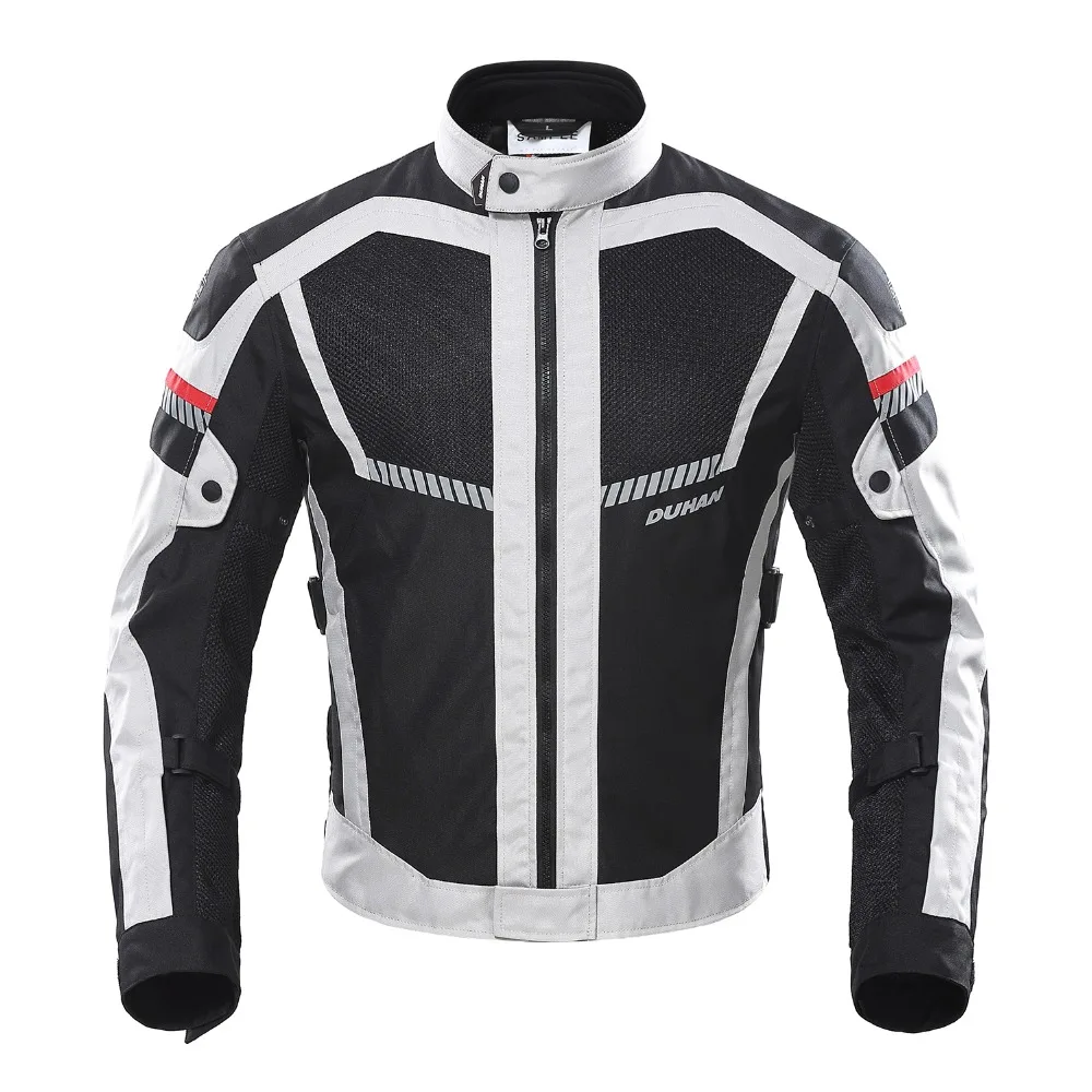 

DUHAN Men Motorcycle Jackets Summer Mesh Motorbike Riding Jacket Motocross Equipment Jacket Protective Gear Five Protector Guard