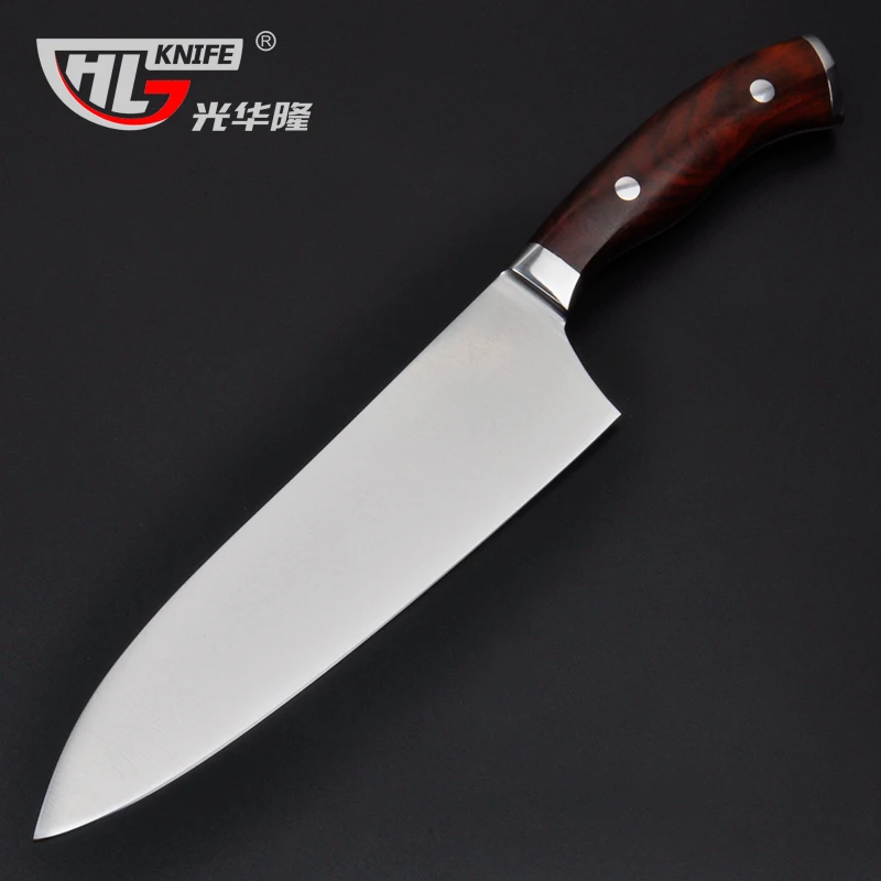 8 inch VG10 Knife Chef Knife Japanese Stainless Steel VG-10 Sharp Kitchen Knives with Shiny Wood handle free shipping