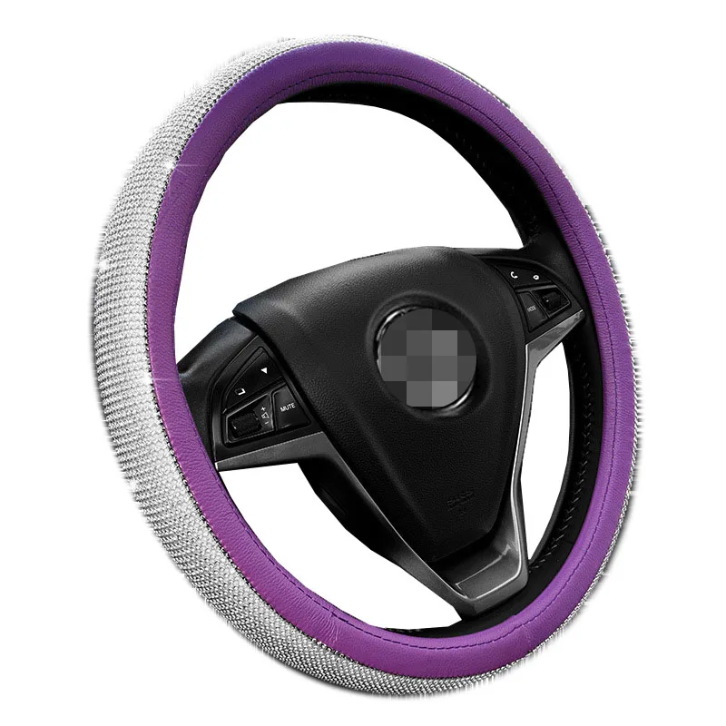 

Rhinestone Auto Steering Wheel Cover Car Set Fashion Four Seasons Universal Full Rhinestone Handle Cover medium 36-38CM