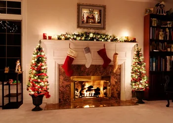 

Christmas Background Vinyl Photography Baby Digital Art Photo Studios Christmas Tree Stockings
