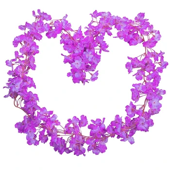 

Simulation Plants Rattan 5Pcs Purple Artificial Flower Garland Wedding Home Hanging Ornament Purple
