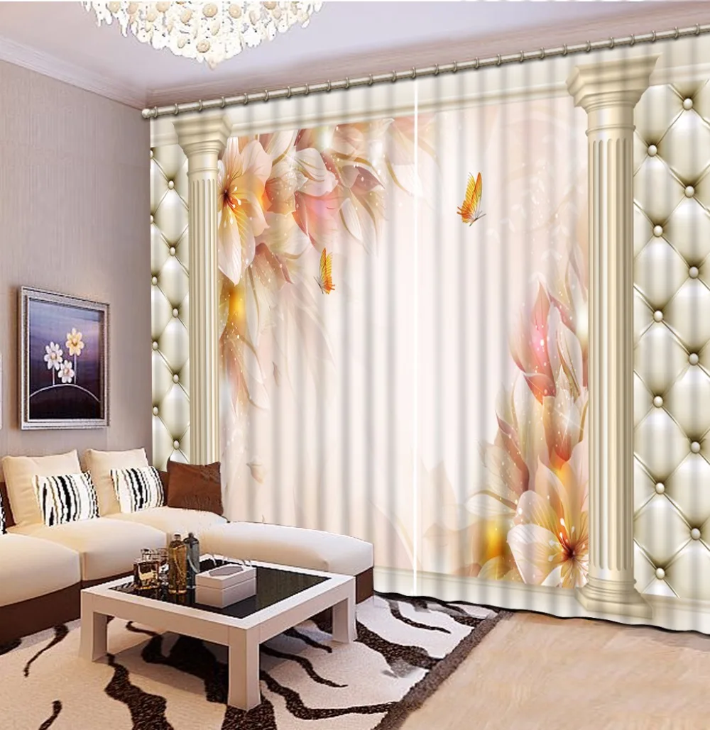 European Roman Curtains Custom Flower Window Curtains Modern Curtains