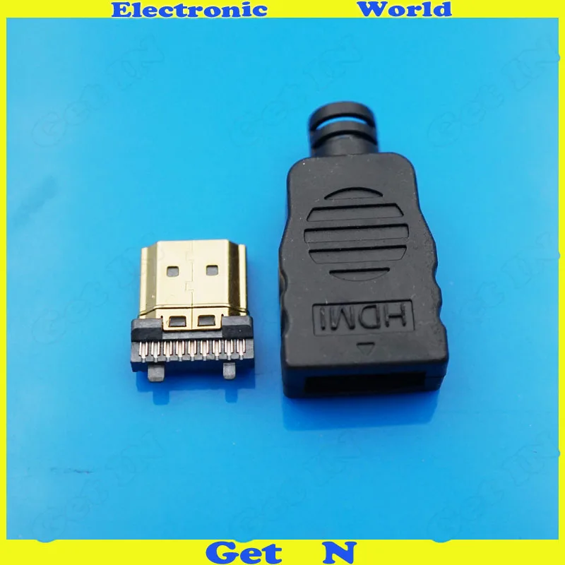 

HDMI Male with Plastic Shell Gold Plate 19Pin Plug Wire Solder DIY Connectors