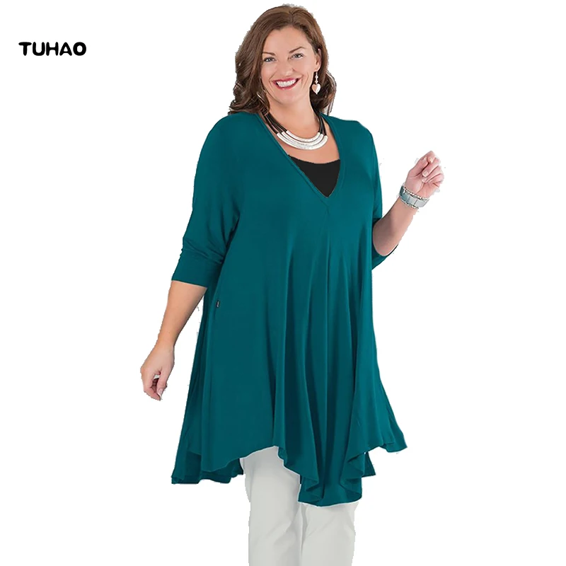 

TUHAO 5 Colors 2018 Spring High Quality Casual Women's Dresses Plus Size 5XL 4XL 3XL Dress Long Sleeve Female Dresses QT53