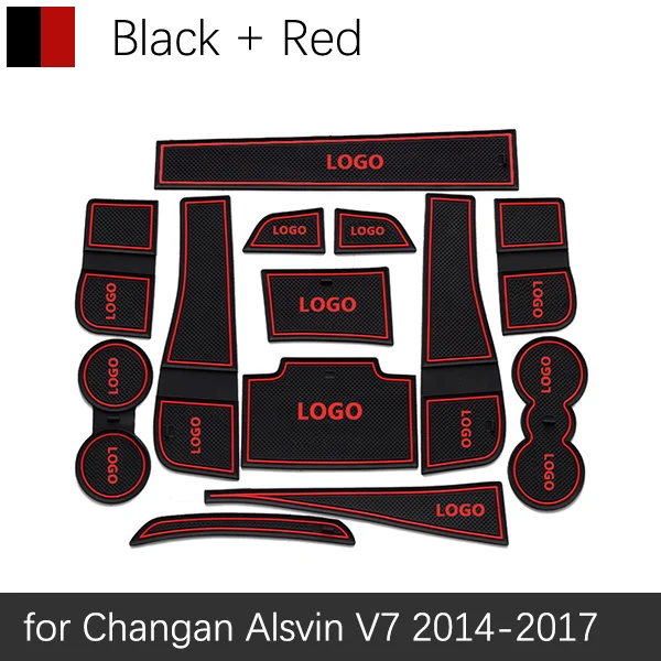 Противоскользящими резиновыми затворный слот подставка под кружку, для Changan eado Alsvin V3 V7 2012 2013 автомобильные аксессуары наклейки - Название цвета: Red Alsvin V7