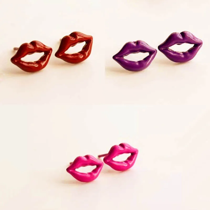 Red lips lips earrings Fashion cute simple earrings Sexy earrings make
