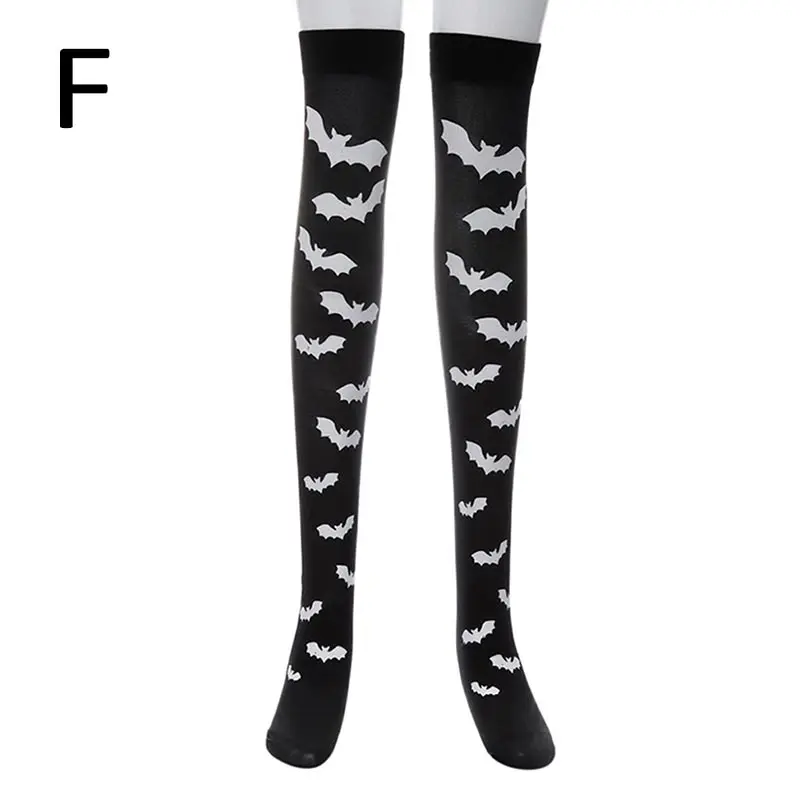 Женские носки на Хэллоуин с принтом, длинные носки до колена, вечерние носки - Цвет: F
