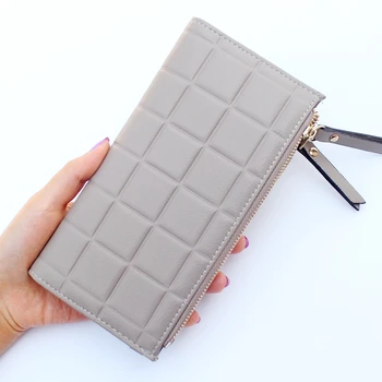 

Embossing grid Vintage wallet women clutch double zipper purse Ladies PU leather Coin Purse Female Card Holder Girl Carteira bag