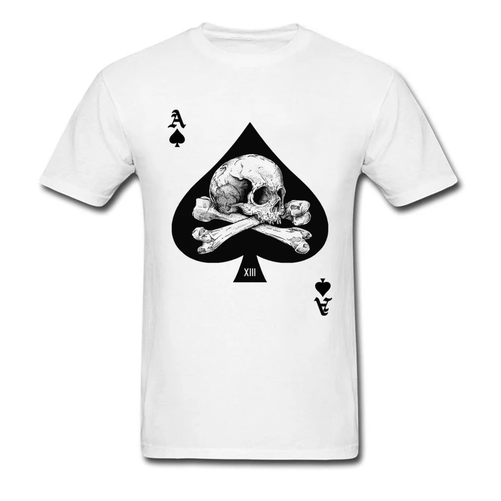 

Lasting Charm Ace of Spades Sports T-shirt Men Skull Tshirt Poker Card Clothes Hip Hop Vintage Retro White