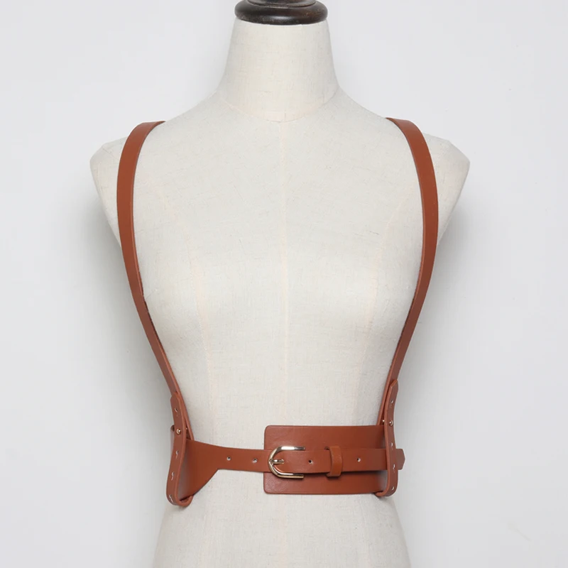 

2019 hot new Personality Shoulders Body Bondage Belt Faux Leather causal Corset female Harness Waist Straps Suspenders Belt