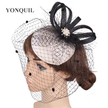 

Vintage Women lady mesh Fascinator accessories fabric Cocktail Hat Veiling Headband Lady Wedding Party Headdress Hair Accessoies
