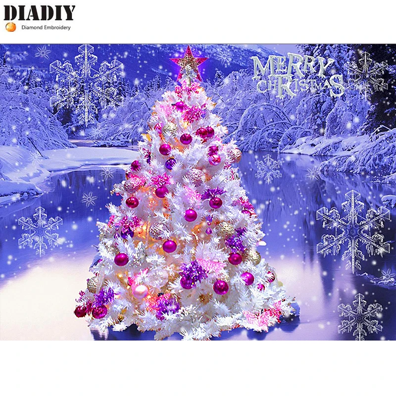 

DIADIY Diamond Painting Christmas Tree 5d Diy Cross Stitch Diamond Embroidery Landscape Needle Mosaic Full Rhinestone New Year