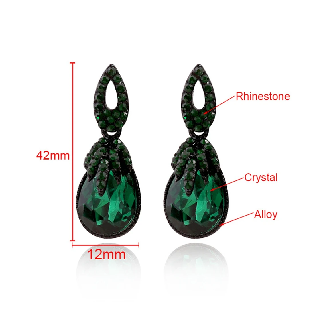 

1 Pair of Vintage exotic bohemian dark green earrings geometric women's drop water drops earring earrings jewelry