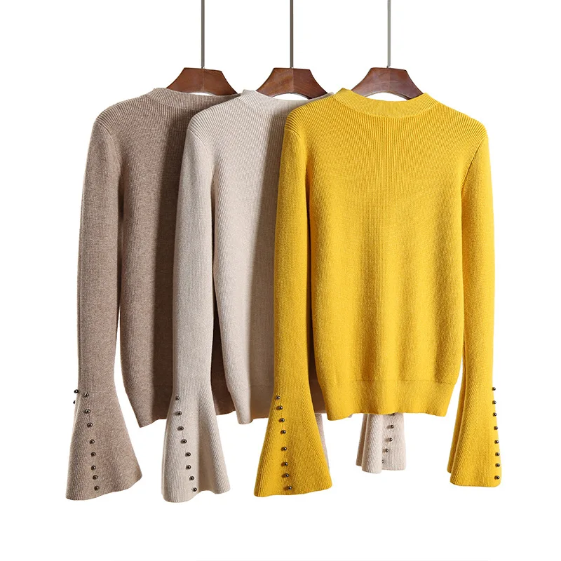 

Pearl Beaded Sweater With Pearls Women Yellow Ribbed Sweater Womens Pullover With Pearl Knitted Turtleneck Winter Women Pulovers