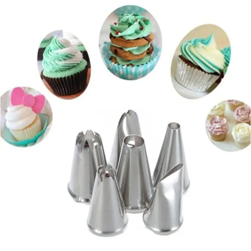 

LIMITOOLS 6 PCS DIY Stainless Steel Icing Piping Nozzles Pastry Tips Fondant Cup Cake Baking Free Shipping