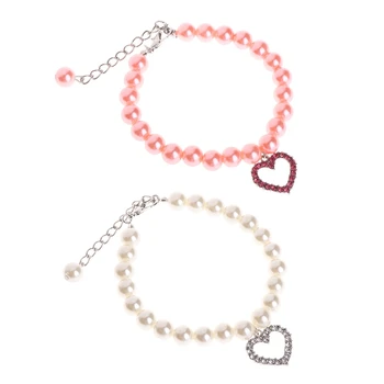 

Pet Collar Pearl Necklace Dog Puppy Cat Bowknot Custom Adjustable Identification