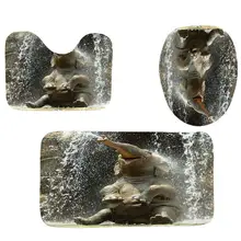 4 шт. Домашний набор для декора ванной комнаты Счастливый маленький elephantшаблон чехол для унитаза набор ковриков для ванной+ Водонепроницаемая занавеска для душа