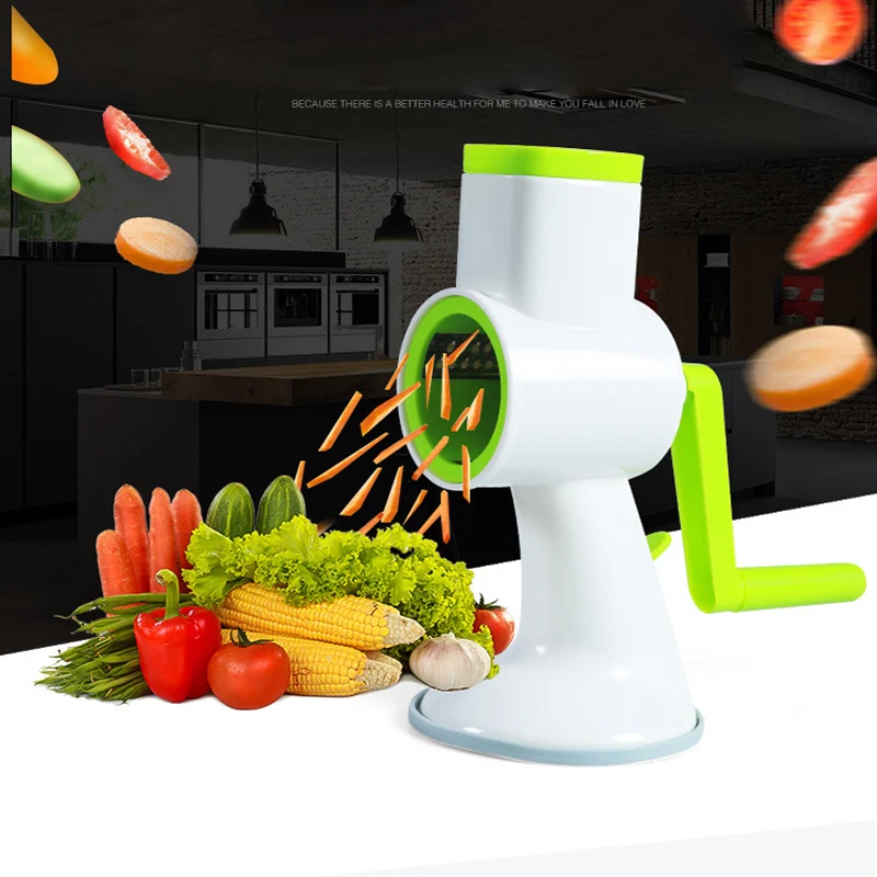 

New 4in1 Manual Vegetable Shredder Rotary Mandoline Slicer Potato Carrot Grater Hand Shaking Vegetable Cutter Kitchen Gadgets