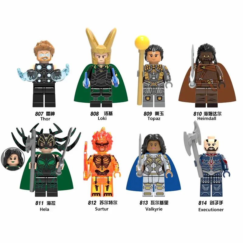 

X0185Super Hero Thor Legoingly Figure Loki Topaz Heimdall Hela Surtur Valkyrie Executioner Set Model Building Blocks kits Toys