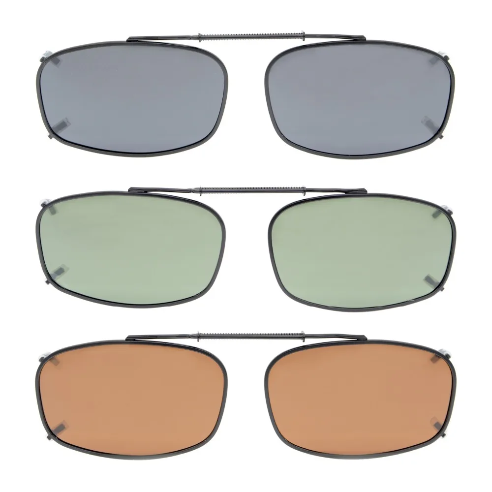 

C62 Mix Eyekepper Grey/Brown/G15 Lens 3-pack Clip-on Polarized Sunglasses 52x32MM