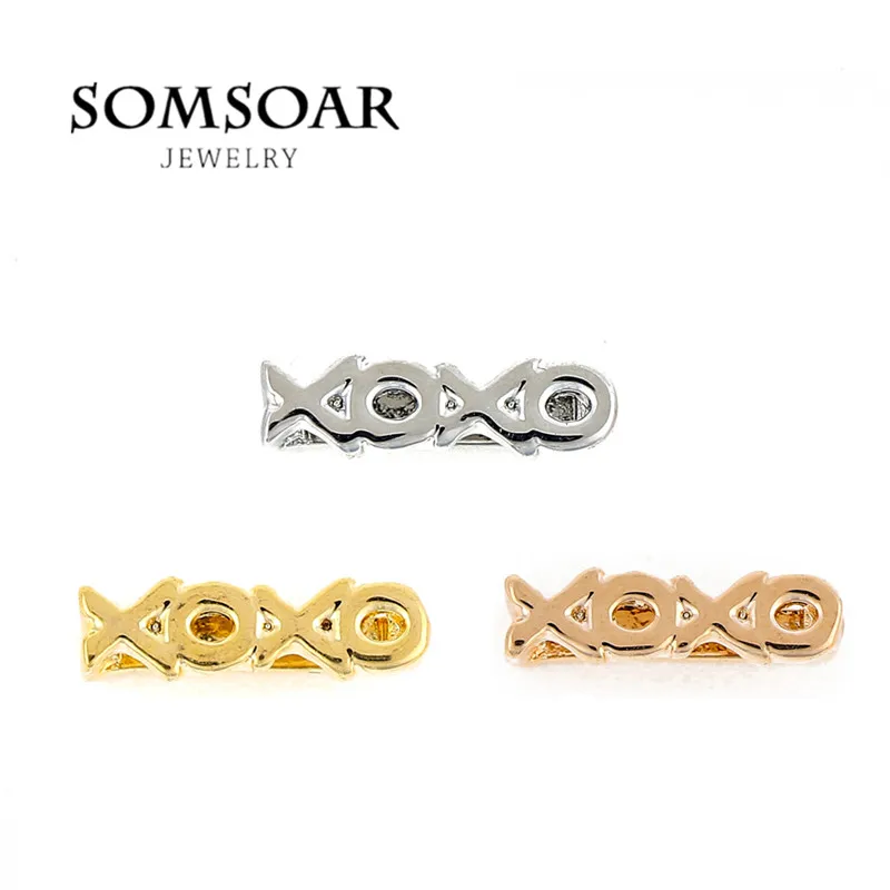 

Somsoar Jewelry XOXO Charms Disc fit Leather wrappable Mesh Bracelet 10pcs/lot