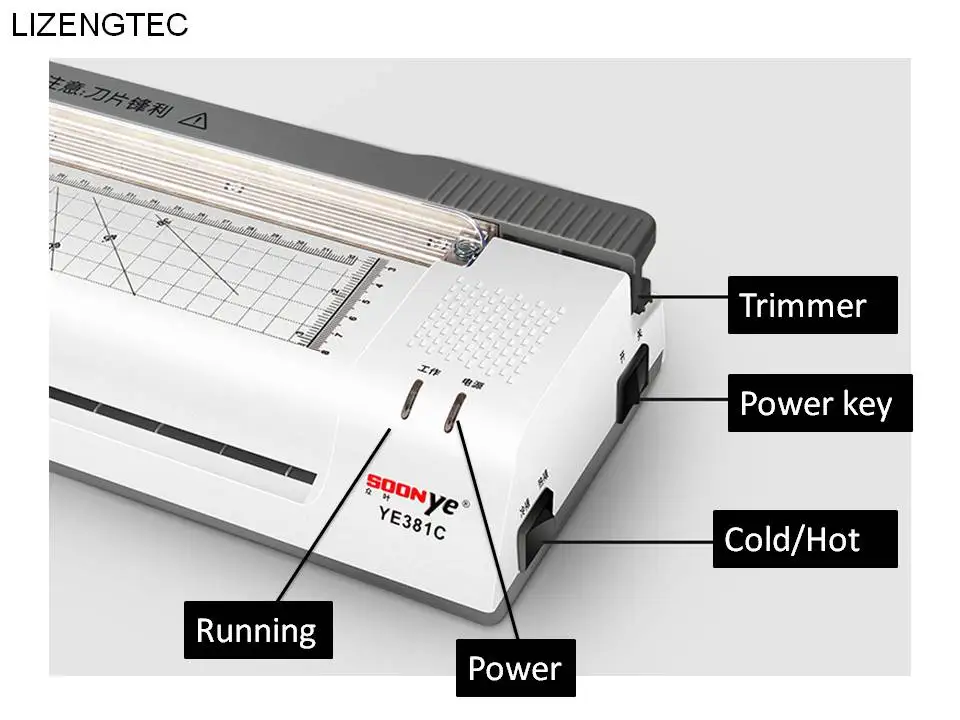 LIZENGTEC дизайн многофункциональный и холодный с бумажным триммером и угловым округлым валом ламинатор машина для A3 и A4 бумаги фото