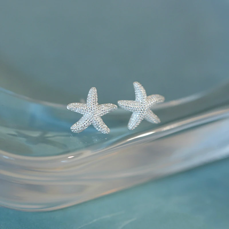 

Hot Cute Silver Starfish Stud Earrings 925 Animals Stars Earrings For Women Children Girls Kids Jewelry Gift
