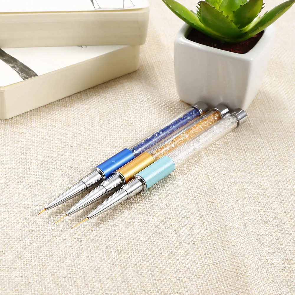 3Pcs/1Set Nail Art Design Pen Brushes Portable Manicure Decoration Tool Painting Portable Metal Nail Art Painting Pen with Caps