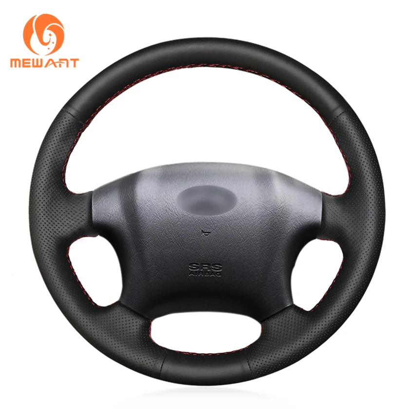 MEWANT Black Artificial Leather Car Steering Wheel Cover for Hyundai