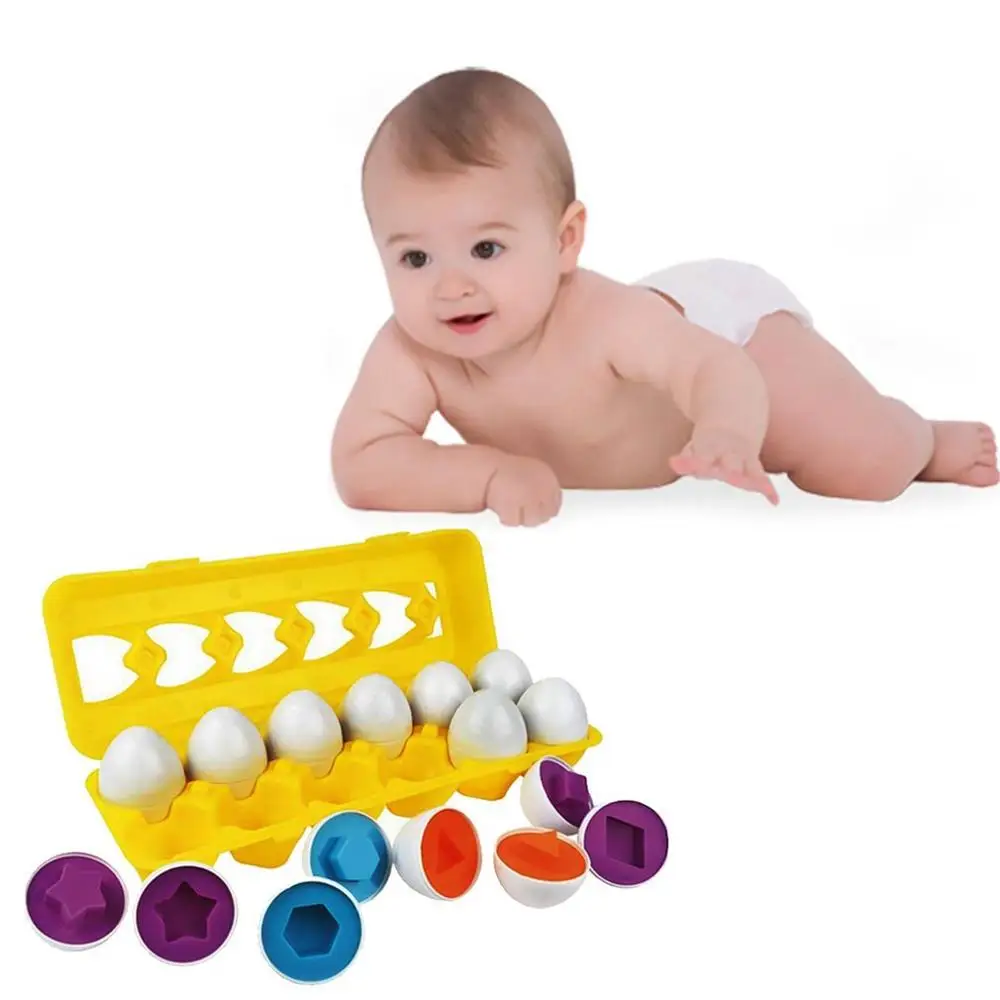 12 шт./компл., набор яиц для массажа, игрушки для малышей, парные умные яйца, дошкольные игрушки, распознавание цвета, Обучающие игрушки