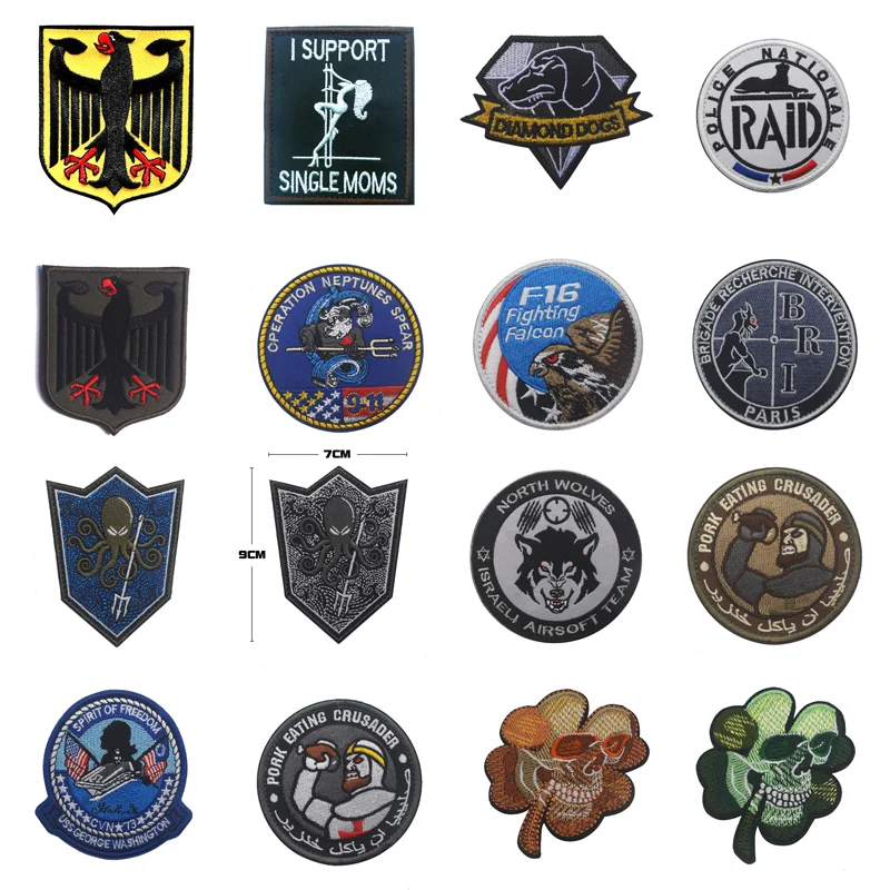 

High Quality Embroidery Magic Sticker Patch Epaulette Badges for Clothes Badge for Backpacks Two-headed Eagle Mouse Patches