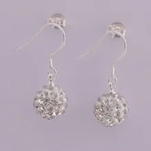 Whtie Черный Синий Смешанные 10 мм красивые модные хрустальные бусины посеребренные висячие серьги микс Лот