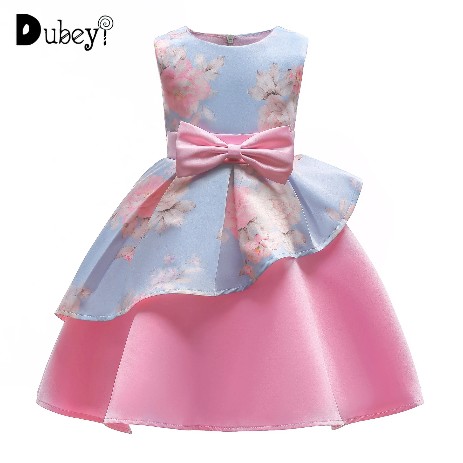 

Printed with Bow-knot Princess Dress for Girls 10 To 12 Years Festival Carnival Party Costumes Elegant Girl Prom Clothing