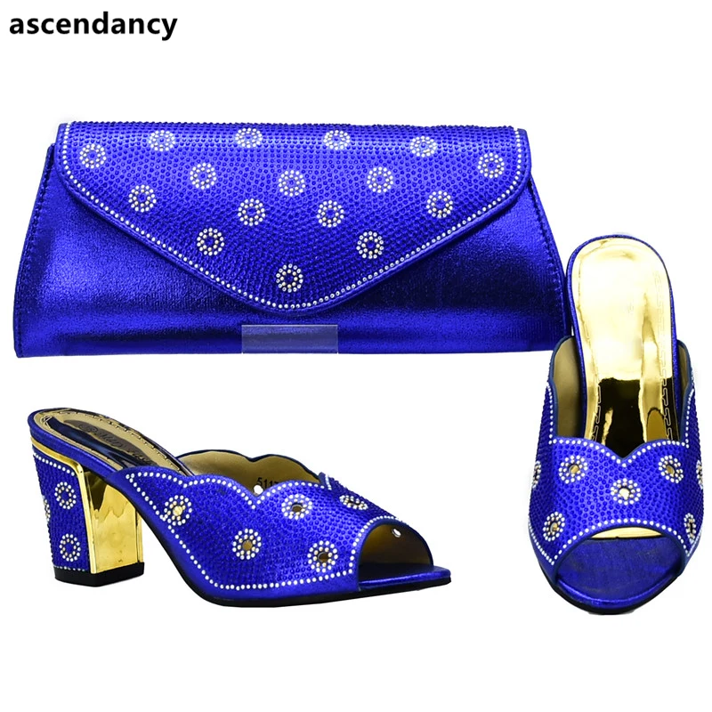 

New Italian Shoes with Matching Bags for Women Shoes and Bag Set Decoratde with Rhinestone Matching Shoes and Bag Set In Heels