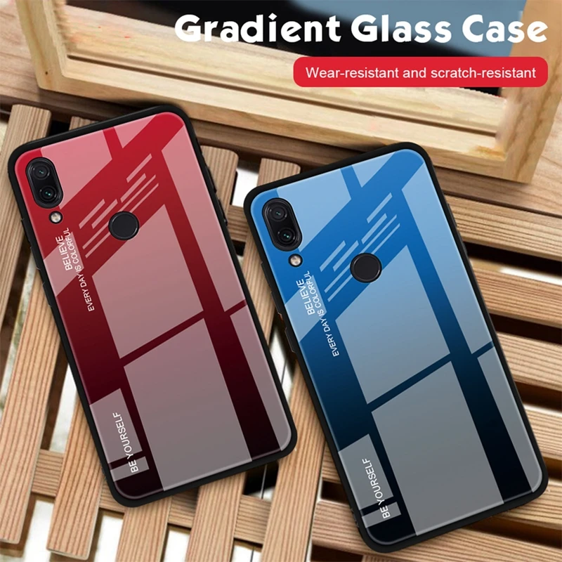 Gradient Tempered Glass Cover For Xiaomi Mi 9 Se 8 Lite A2 Case Aurora Colorful Xaomi Redmi Note 7 5 Pro Cases |