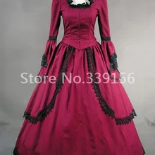 Edwardian красное/синее модное винтажное платье с расклешенными рукавами, праздничное кружевное длинное бальное платье, платья для вечеринок, костюм на Хэллоуин