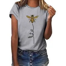 Новая модная женская футболка с принтом пчелы, короткий рукав, футболка, повседневная забавная женская футболка, милые топы, футболки