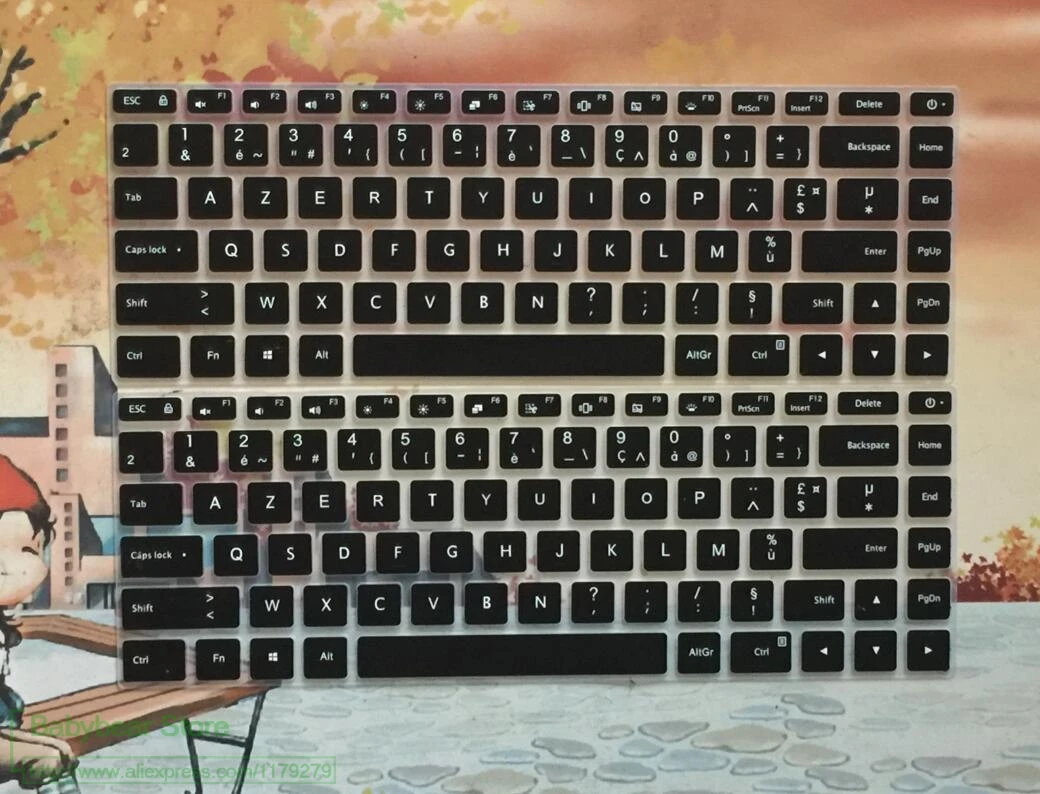 Силиконовый чехол для ноутбука French Clavier Azerty с клавиатурой Xiaomi Mi Notebook Pro 15 6