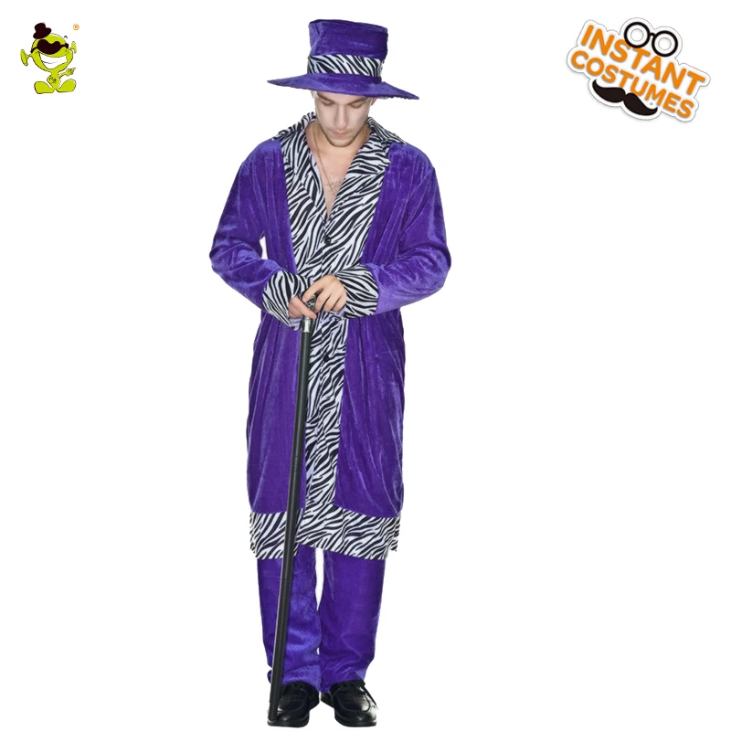 

Hot Sale Men's Pimp Costume Funny Fancy Dress For Halloween Party Masquaeade New Arrival Pimp Cosplay Costumes