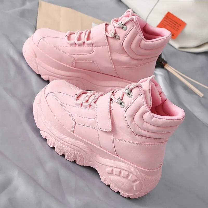 

QWEDF The new hot-selling casual Women shoes thick bottom high fashion trend Ms booties Comfortable soft white shoes B7-06
