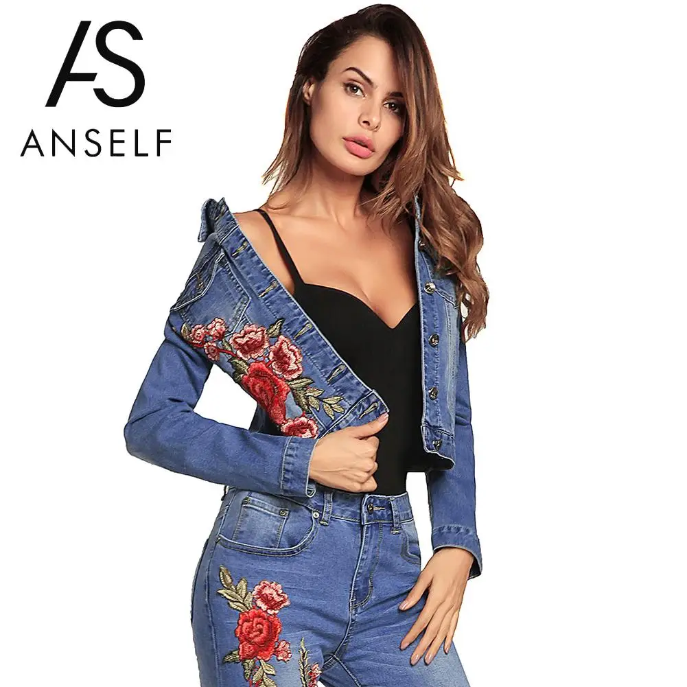 embroidered flower denim jacket