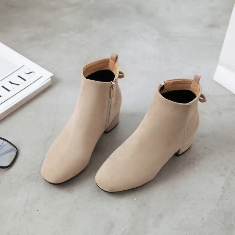 

Big Size 9 10 11-14 boots women shoes ankle boots for women ladies boots Bow side zipper round head