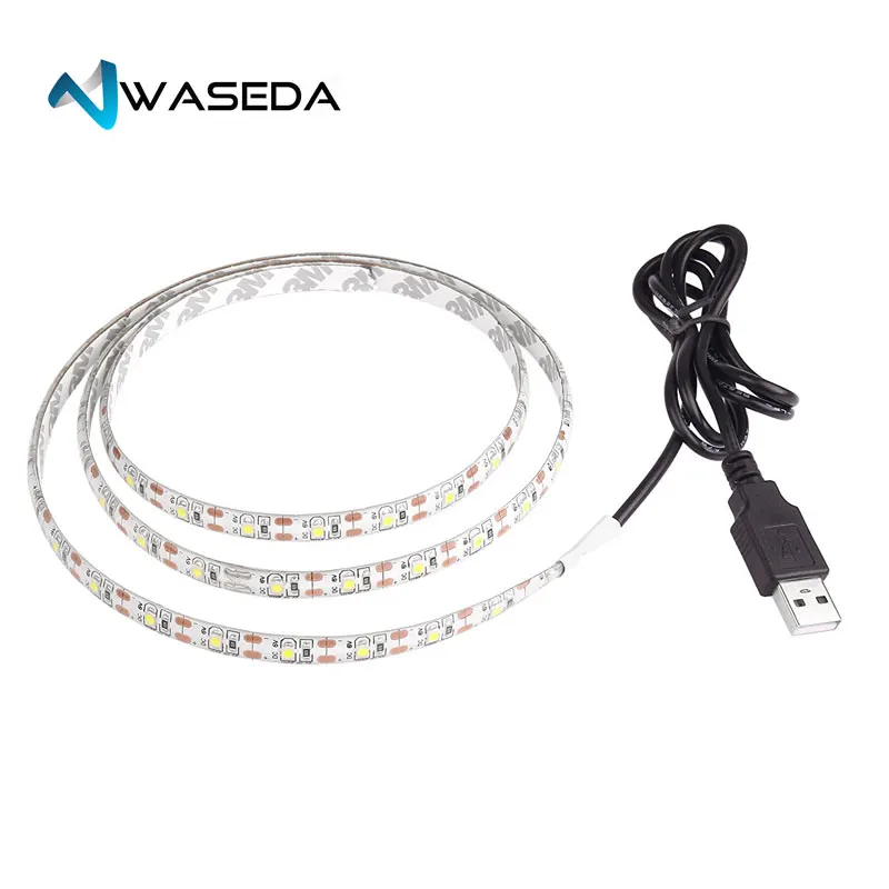 Светодиодная лента USB WASEDA SMD3528 DC 5 V гибкая светодиодная 50 см 1 м 2 3 4 декоративная DIY |