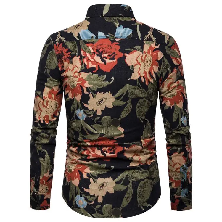 

Floral Mens Long sleeve Shirt Dress Shirt Men Blouse Men's Clothing Fashion Flower New Arrival Camisa masculina