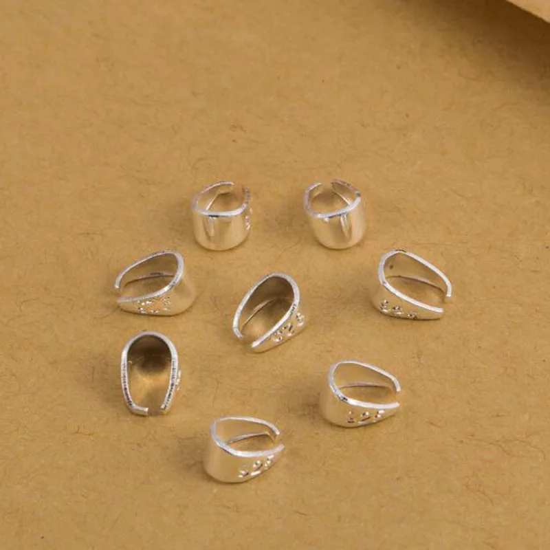 50pcs/lot 925 Sterling Silver Bale Pinch Clasp Silver Color Bail