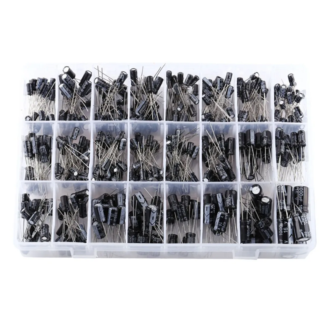

500pcs/lot 24 Values Electrolytic Capacitor Assortment Box DIY Kit Low frequency 0.1UF-1000UF 16V-50V