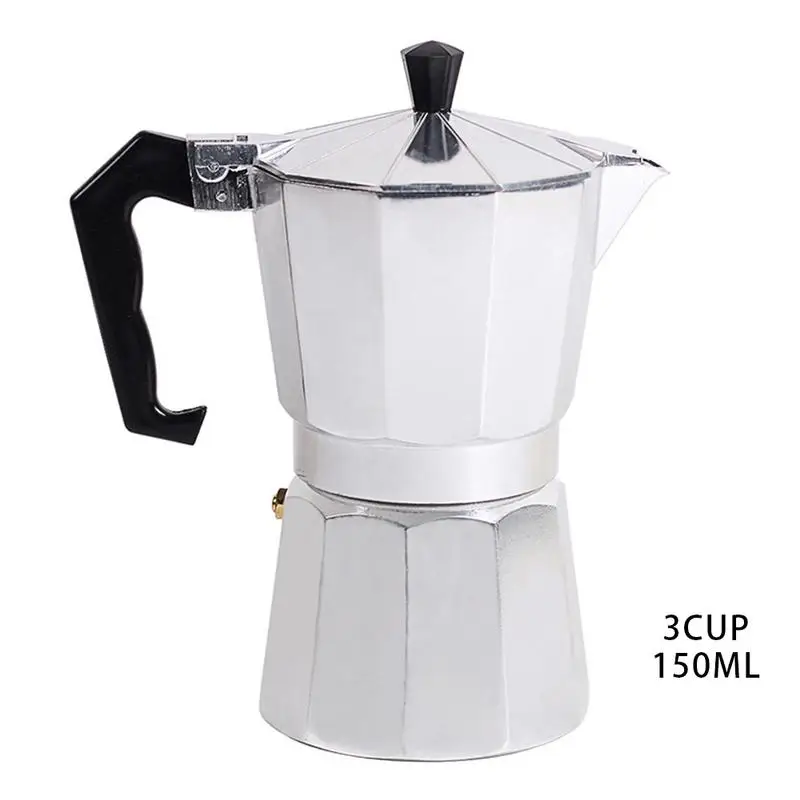 150ML Итальянский топ эспрессо Перколятор 1cup/3cup/6cup/9cup/12cup кофеварка для приготовления кофе на плите восьмиугольная бытовой алюминий кофейник - Цвет: 150ML